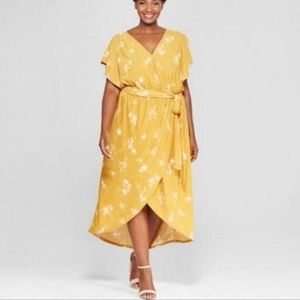 Ava & Viv Yellow Floral Wrap Dress